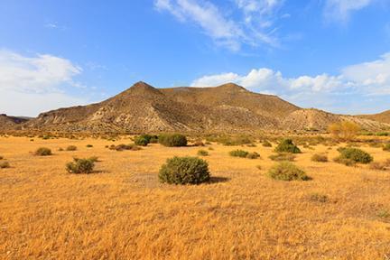 Paisaje característico de los western del desierto de Tabernas en Almería