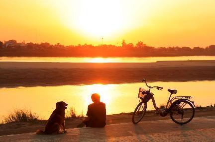 Vientian, río Mekong al atardecer, Laos