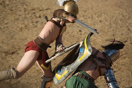 Recreación de la lucha de gladiadores durante la Emerita Lvdica