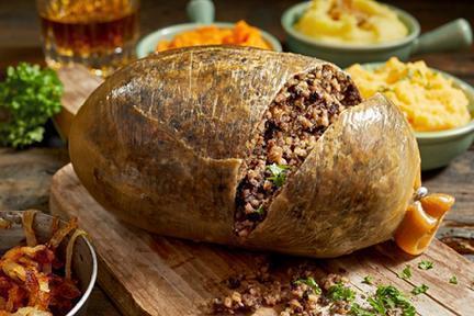 Característico haggis escoces de carne 