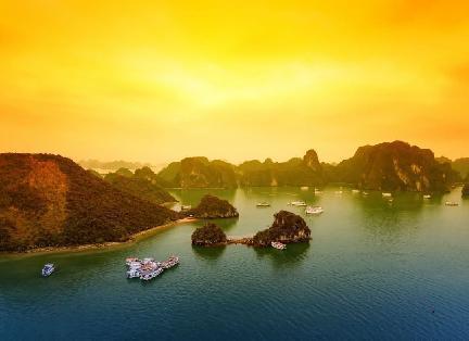 Bahia de-Ha Long, atardecer, Vietnam