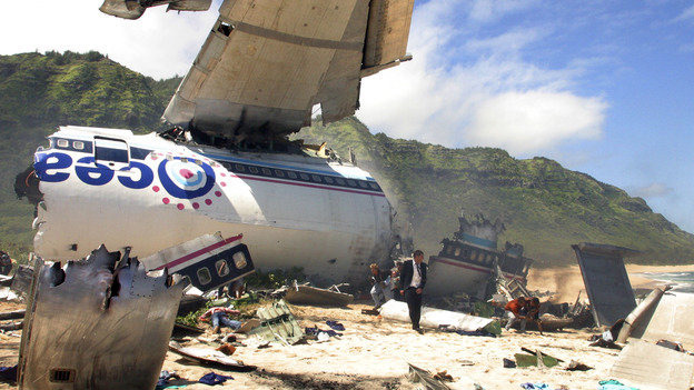 Avión en la playas de Hawai en la serie Perdidos