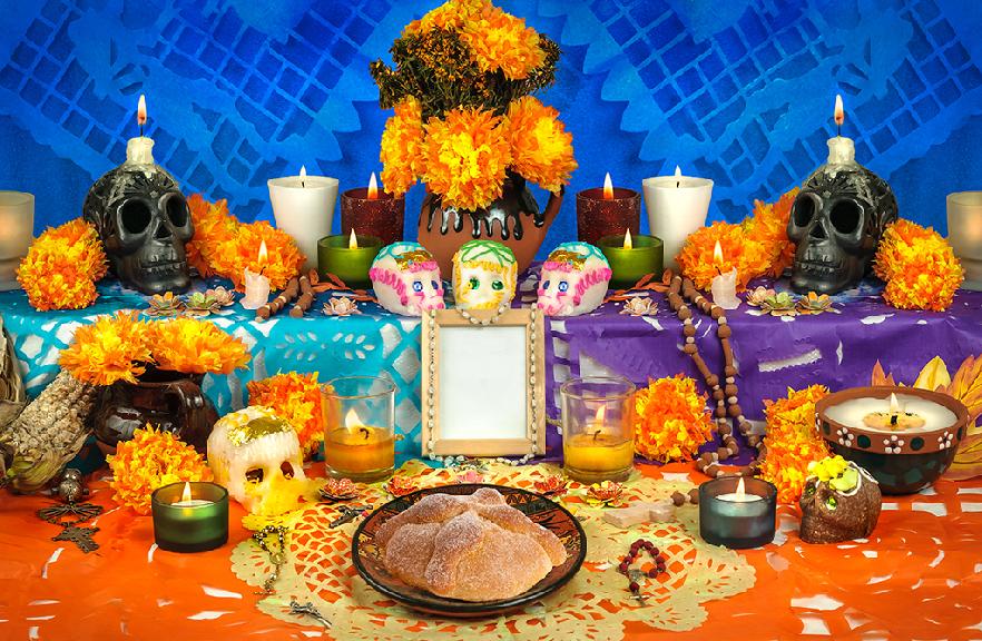 Altar decorado para el Día de los Muertos en México