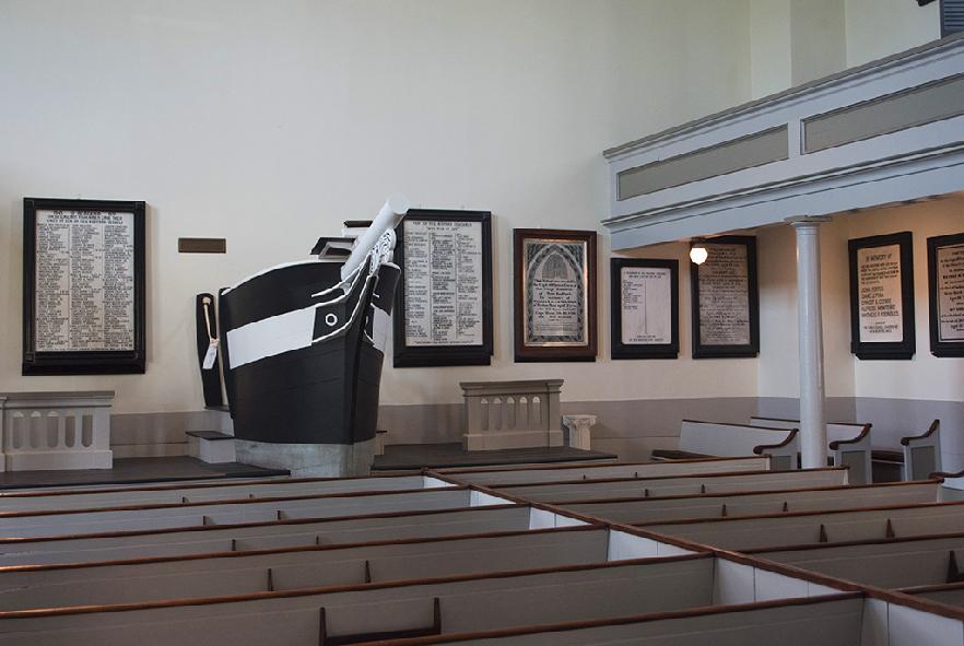 Púlpito en forma de proa de barco en la iglesia de New Bedford