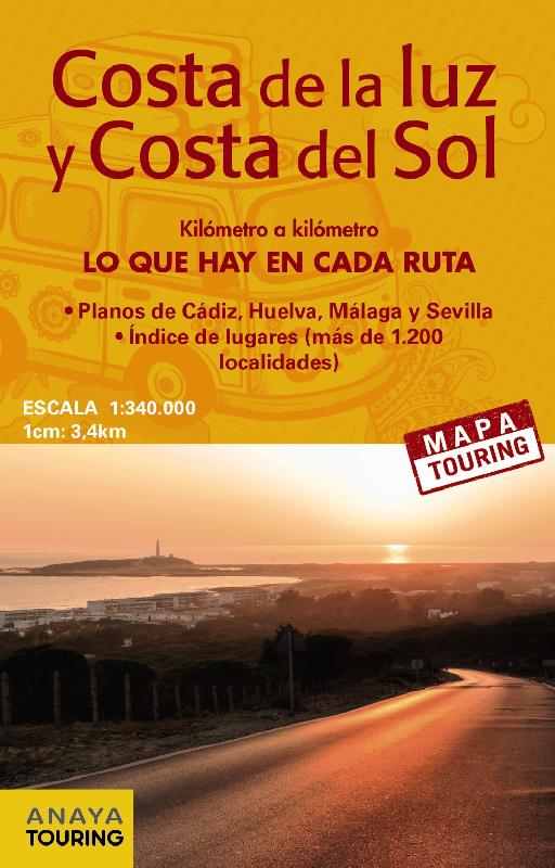 Mapa de carreteras de la Costa de la Luz y Costa del Sol (desplegable), escala 1:340.000