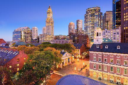 Boston, vista nocturna, massachusetts. EE.UU